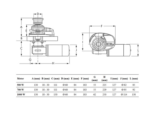 LOFRANS X2 1000W 12V barb. mixte Ø8mm (ISO4565 - cord. 14mm)