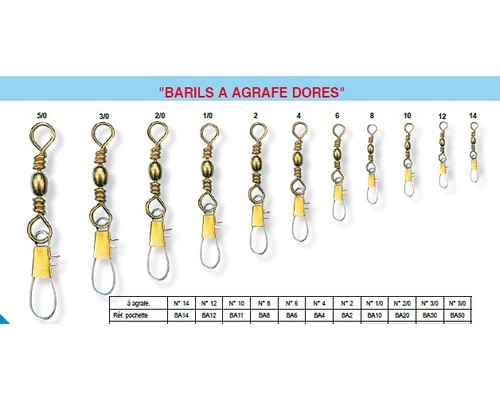 FLASHMER Agrafe inox doré n°1/0 les 6