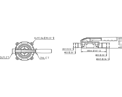 Pompe de cale à membrane (levier plastique)