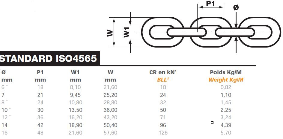 Main de fer - Pour chaine de 12 mm - Long: 125 mm